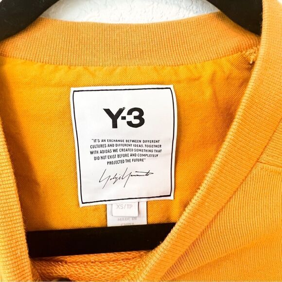 Y-3 Logo Crewneck Crop Sweatshirt in Yellowish Orange XS - Picture 9 of 10